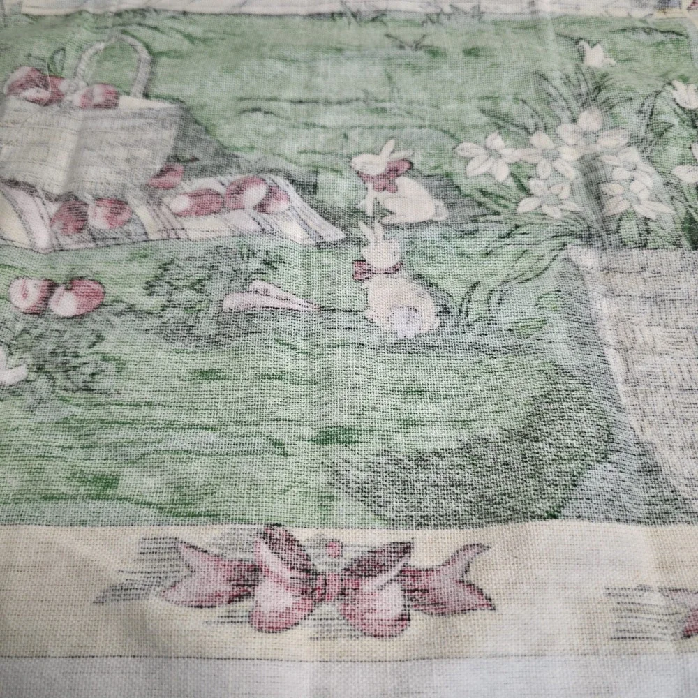 Vtg Joan Kessler Concord Fabric Apron Harvest Scene Apples Bunnies Farmhouse 80s